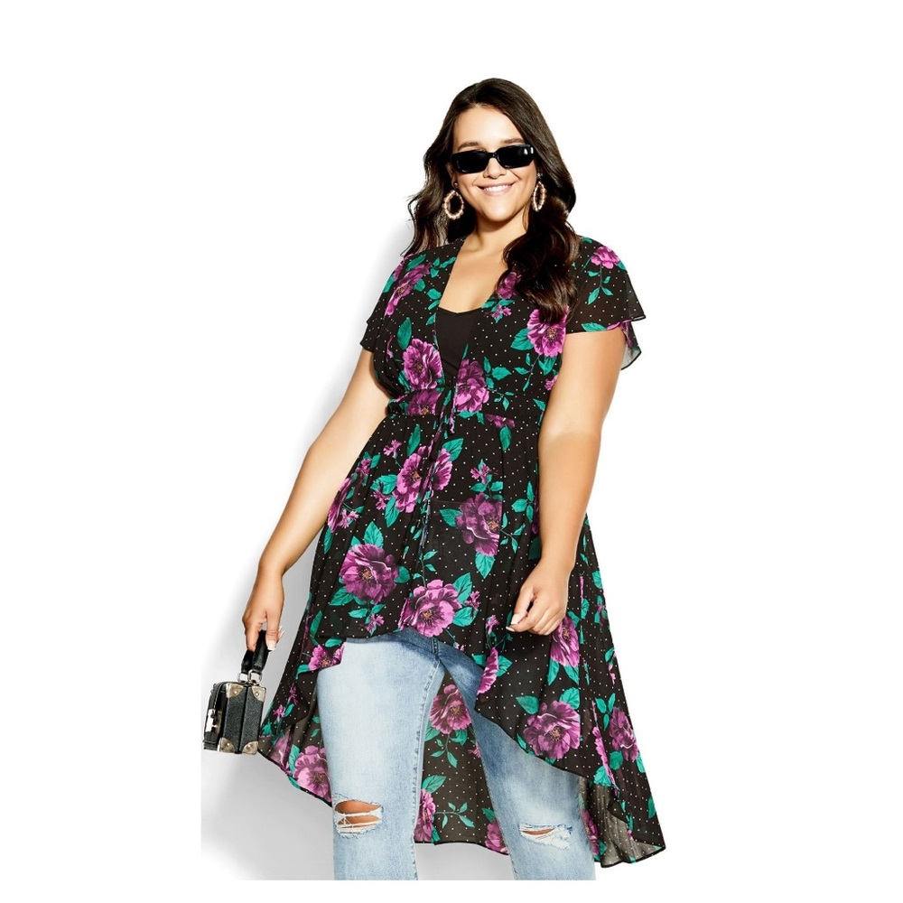WILLOW TIE FRONT HIGH-LOW‎ DUSTER IN FRENCH FLORAL